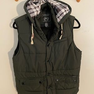 Buffalo By David Button Forest Green Puffy Vest w/Hood